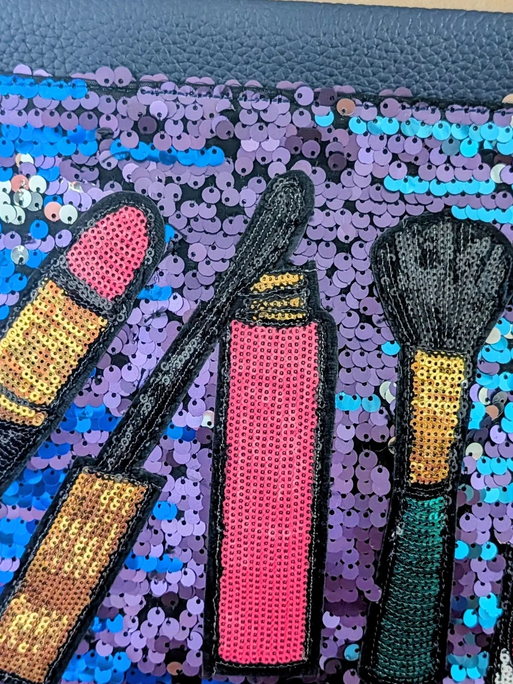 Sequin Makeup Tools Pouch - Pink & Purple